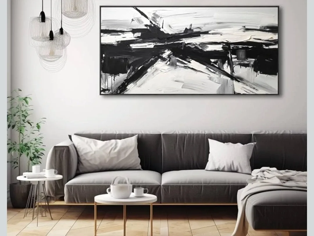 Abstract Black and White Canvas Art - 60x120 image indicator(3)