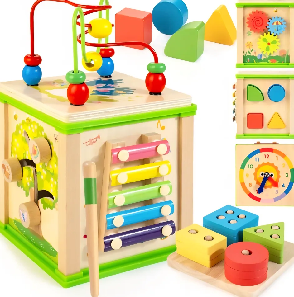 Wooden Activity Cube - Kids Learning Toy thumbnail