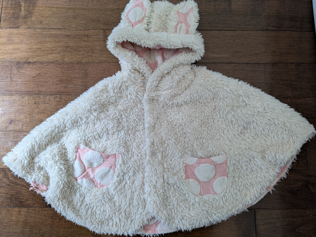 Branches Kids Pink & White Polka Dot Reversible Hooded Cape - photo 2