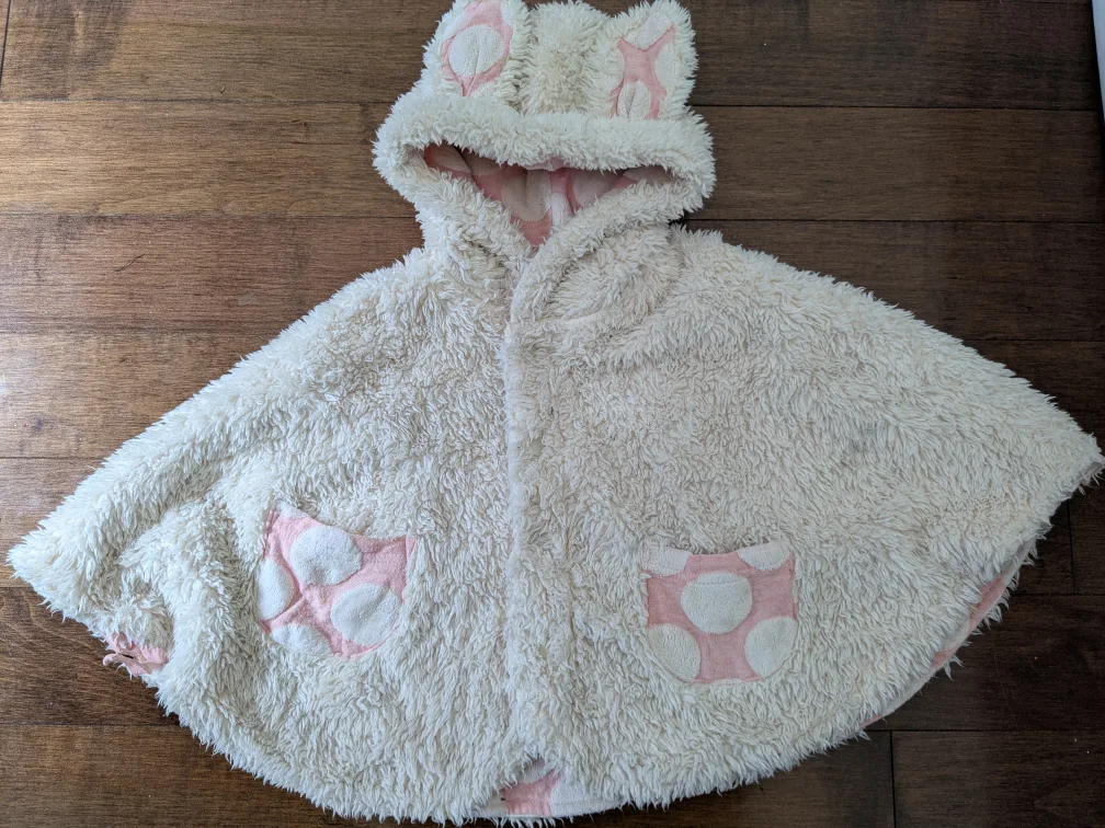 Branches Kids Pink & White Polka Dot Reversible Hooded Cape image indicator(2)