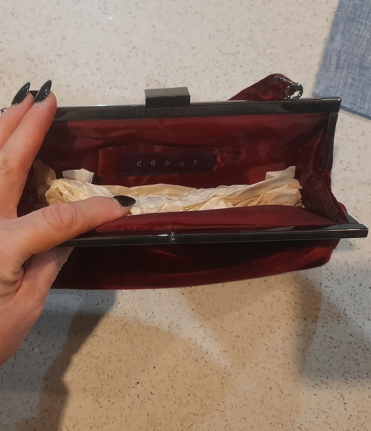 Debut Burgundy Velvet Evening Bags - New image indicator(3)