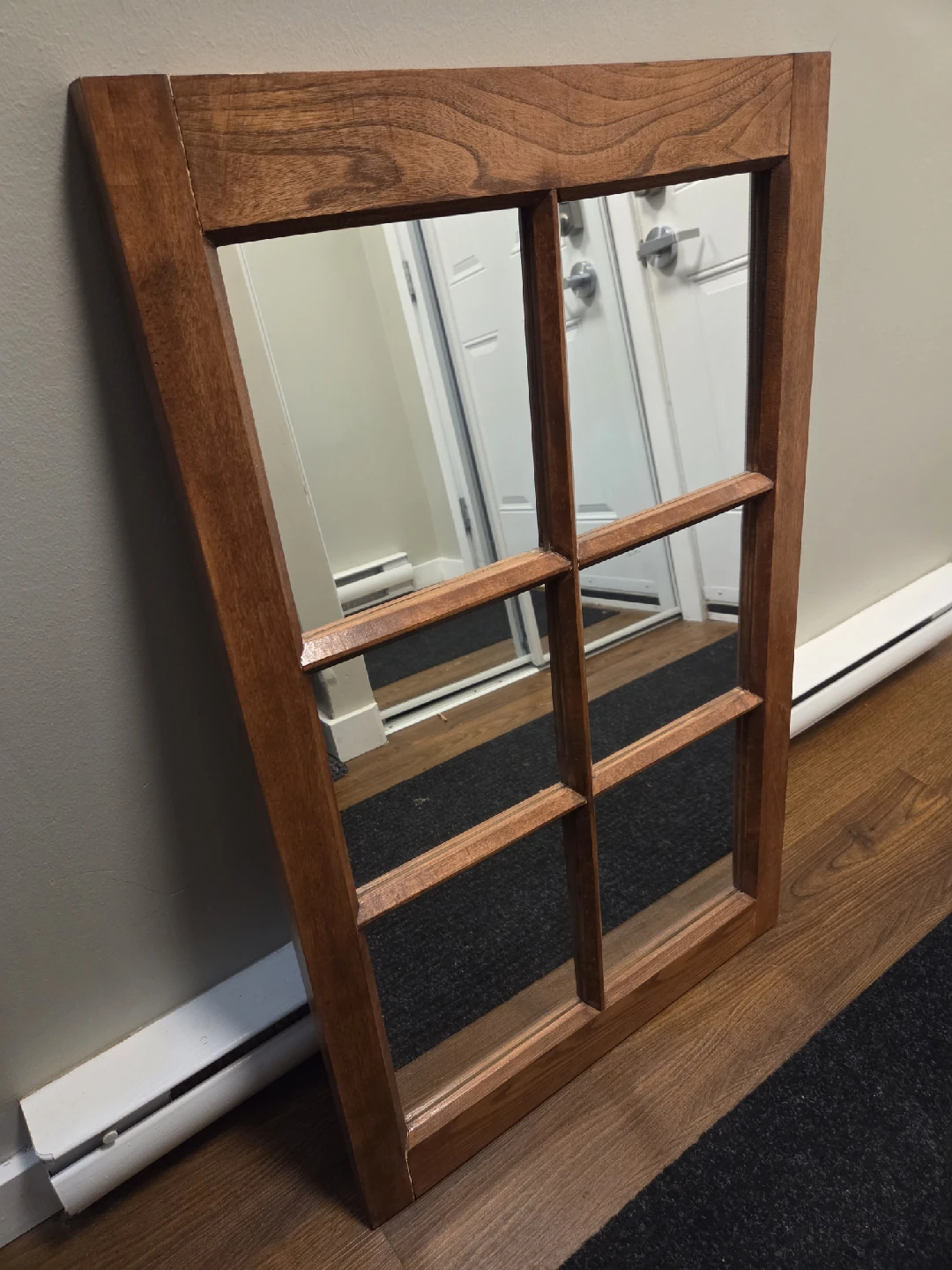 Wooden Window Pane Mirror