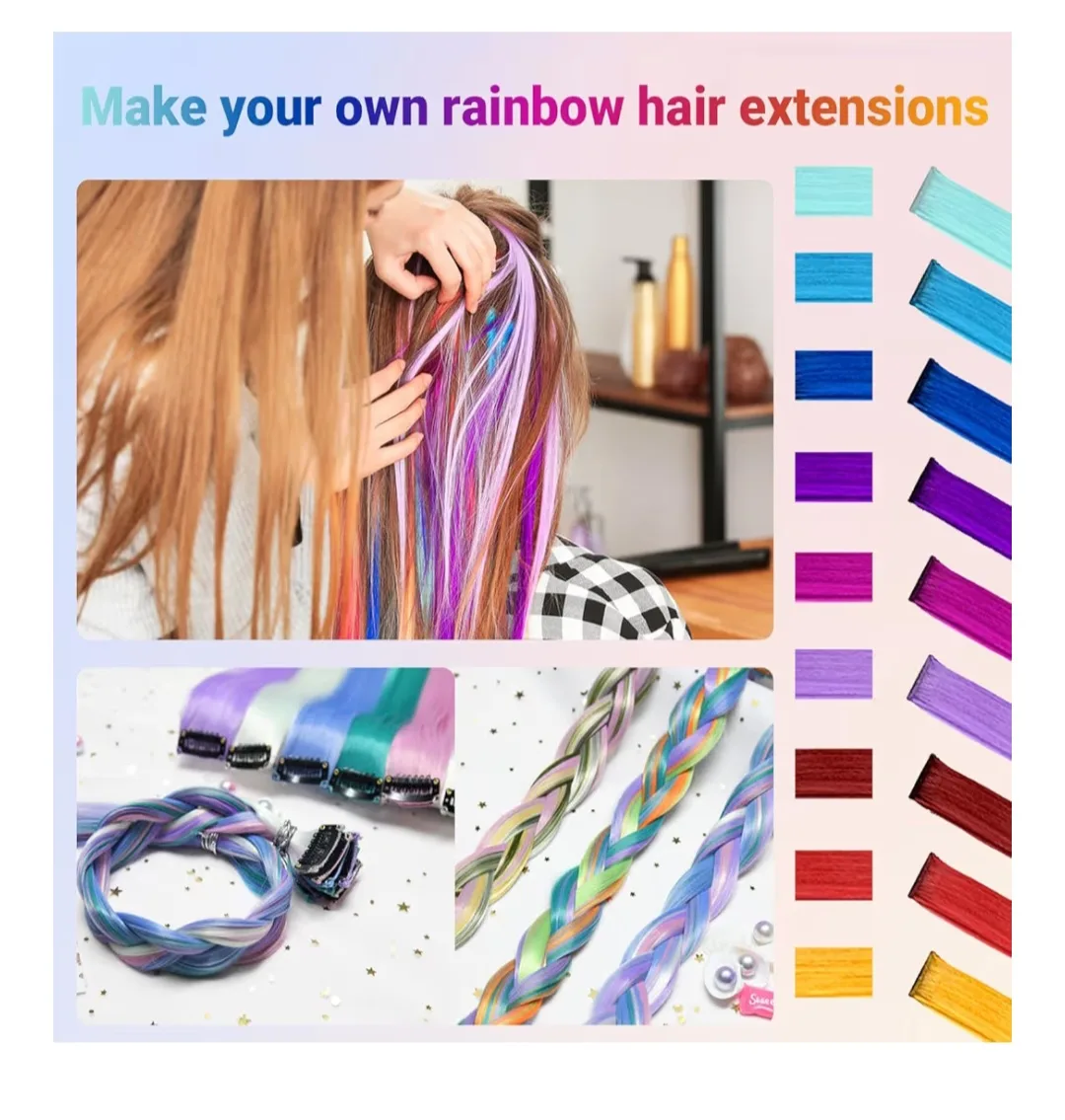 22 Pcs Multi-Color Hair Extensions Clip in 22 inch image indicator(2)