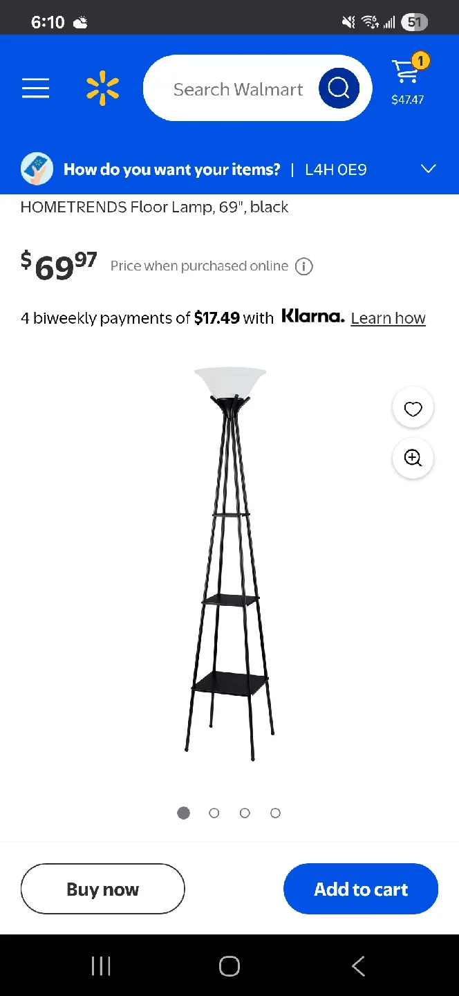 Hometrends Floor Lamp, 69", Black image indicator(2)