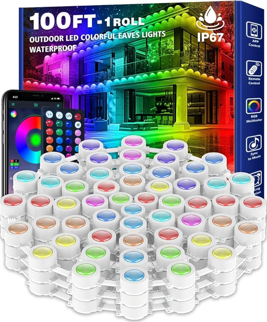 Outdoor LED Colorful Eaves Lights - 100FT Waterproof