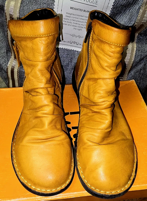 Miz Mooz New York City Yellow Leather Ankle Boots