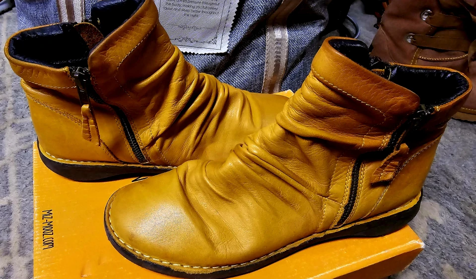 Miz Mooz New York City Yellow Leather Ankle Boots - photo 2