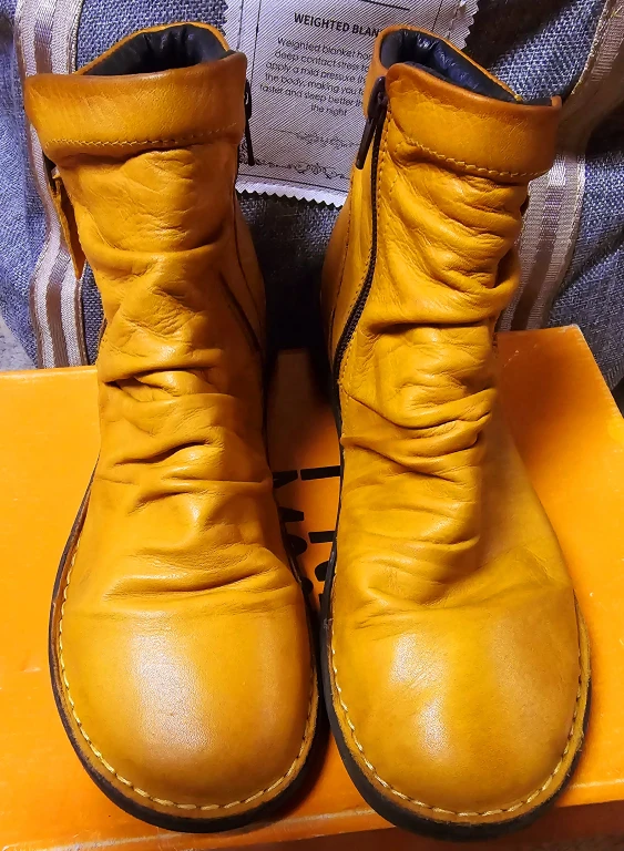 Miz Mooz New York City Yellow Leather Ankle Boots - photo 3