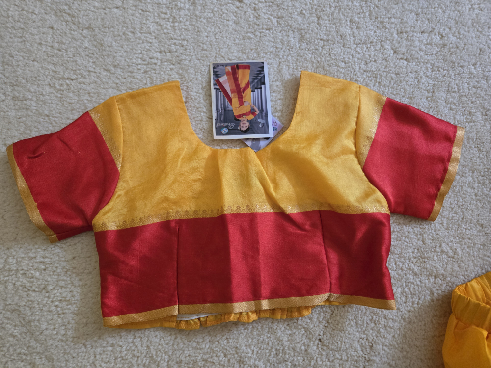 Kids Saree (Pre stitched) - Yellow & Red Size 28 (7 to 9 Years) - photo 5