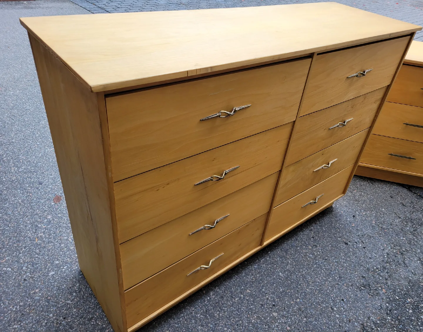 Beautiful Wooden Dresser And 3-Drawer Nightstand For Sale image indicator(2)