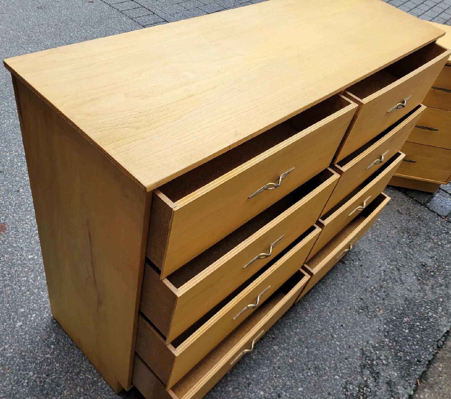 Beautiful Wooden Dresser And 3-Drawer Nightstand For Sale image indicator(3)