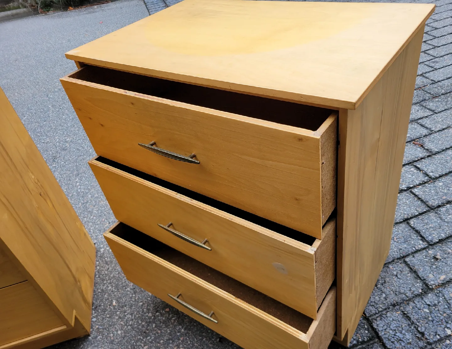 Beautiful Wooden Dresser And 3-Drawer Nightstand For Sale image indicator(5)