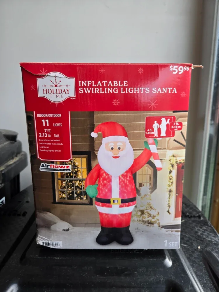 Inflatable Swirling Lights Santa - 7 ft thumbnail
