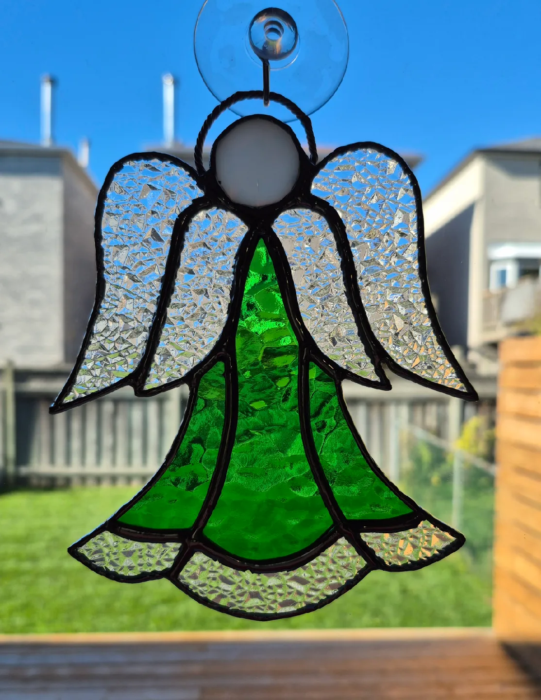 Stained glass green angel suncatcher image indicator(2)