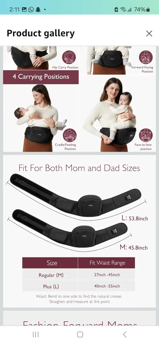 Momcozy Baby Carrier Waist Seat - Black image indicator(8)