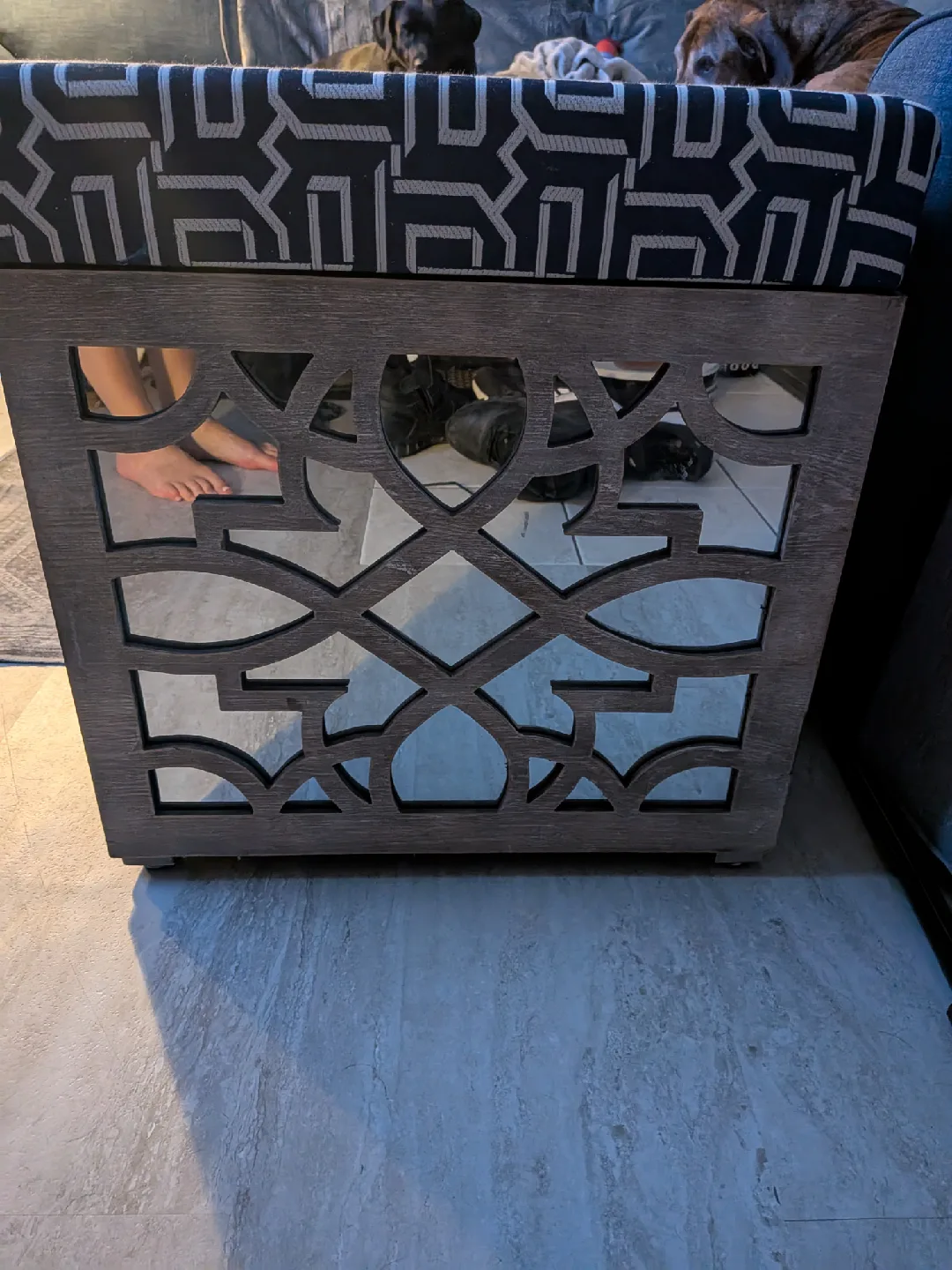 Storage Ottoman with Patterned Cushion image indicator(2)