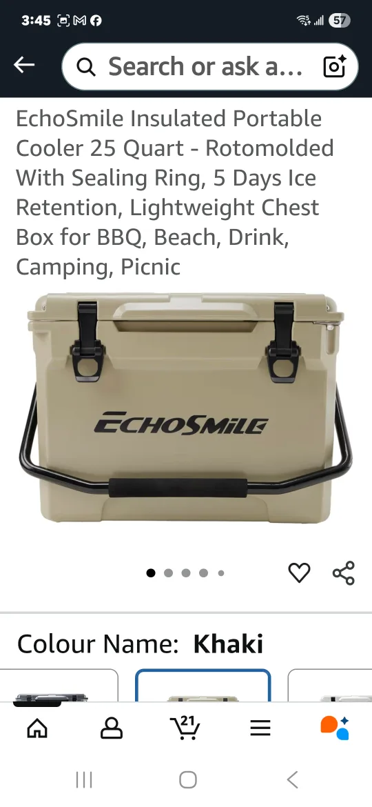 EchoSmile 25 Quart Insulated Portable Cooler - Khaki image indicator(3)
