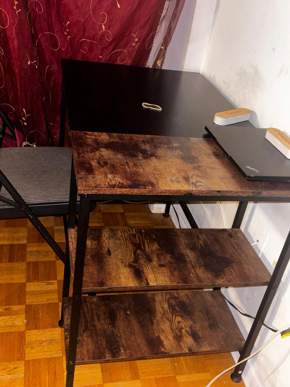 Rustic Brown & Black Work Desk with Shelves - photo 2