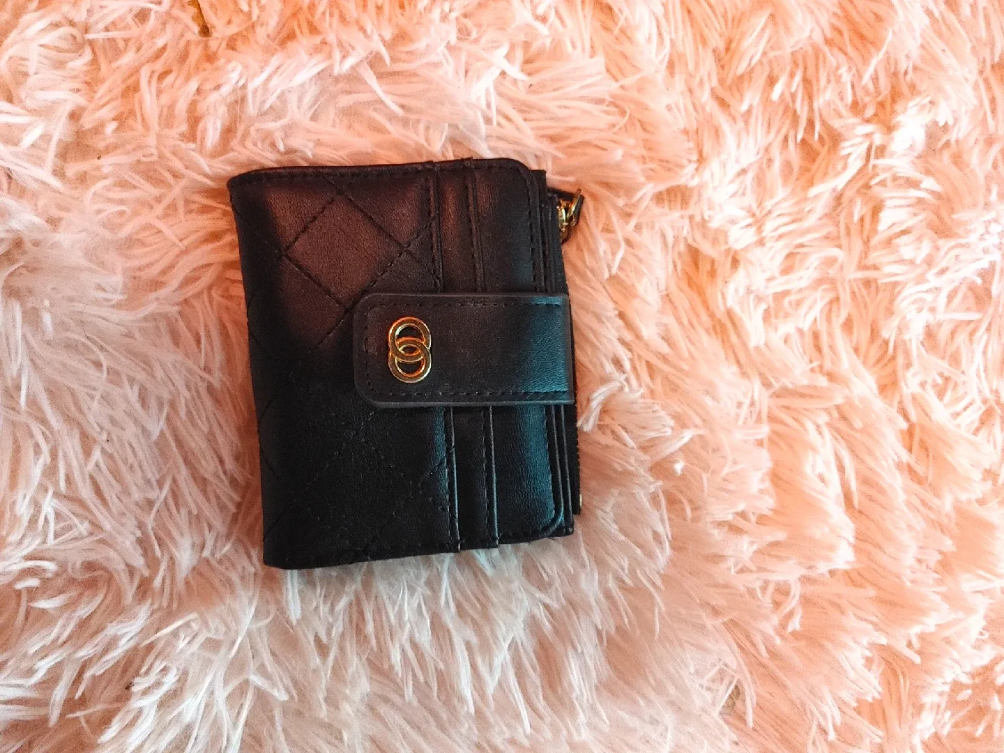 Black Quilted guess Wallet with Gold Clasp thumbnail