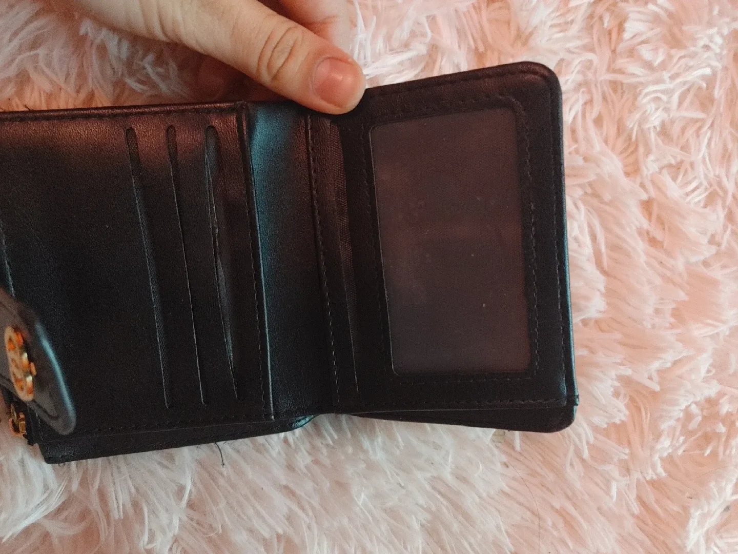 Black Quilted guess Wallet with Gold Clasp image indicator(2)