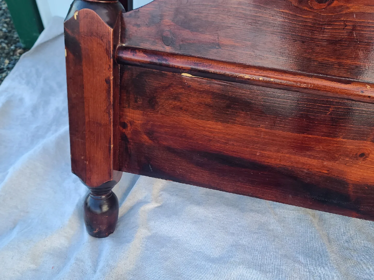 Dark Wood Queen Size Bed Frame with Headboard image indicator(6)