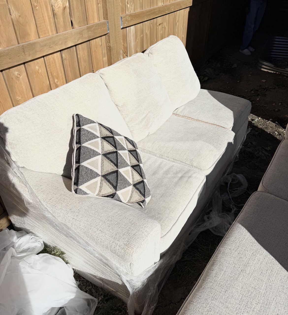 Beige Sectional Sofa with Chaise Lounge - photo 2