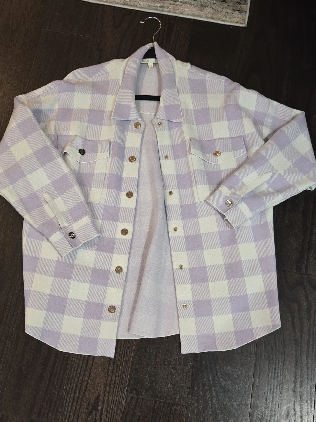 Maje Lilac & White Checkered Shacket