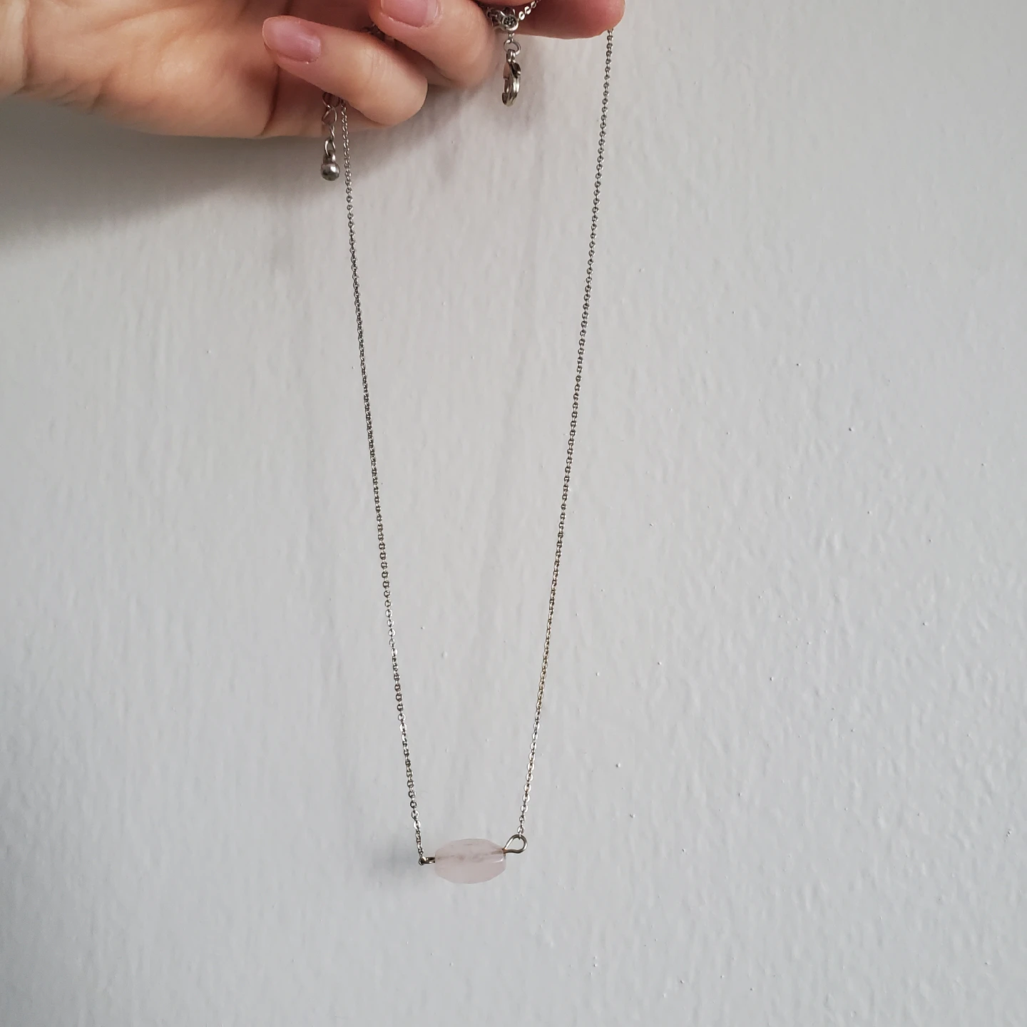 Silver Necklace with Pink Stone - photo 3