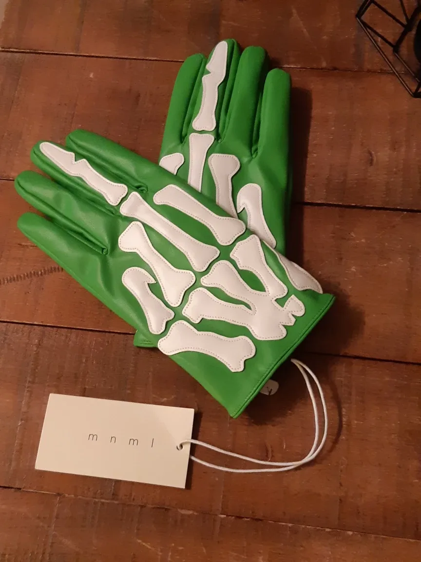white/green skeleton gloves - new with tag - S/M thumbnail