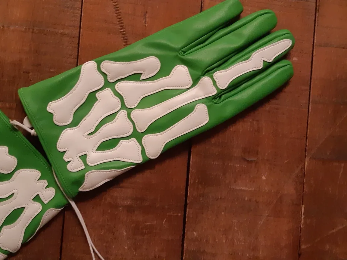 white/green skeleton gloves - new with tag - S/M image indicator(3)