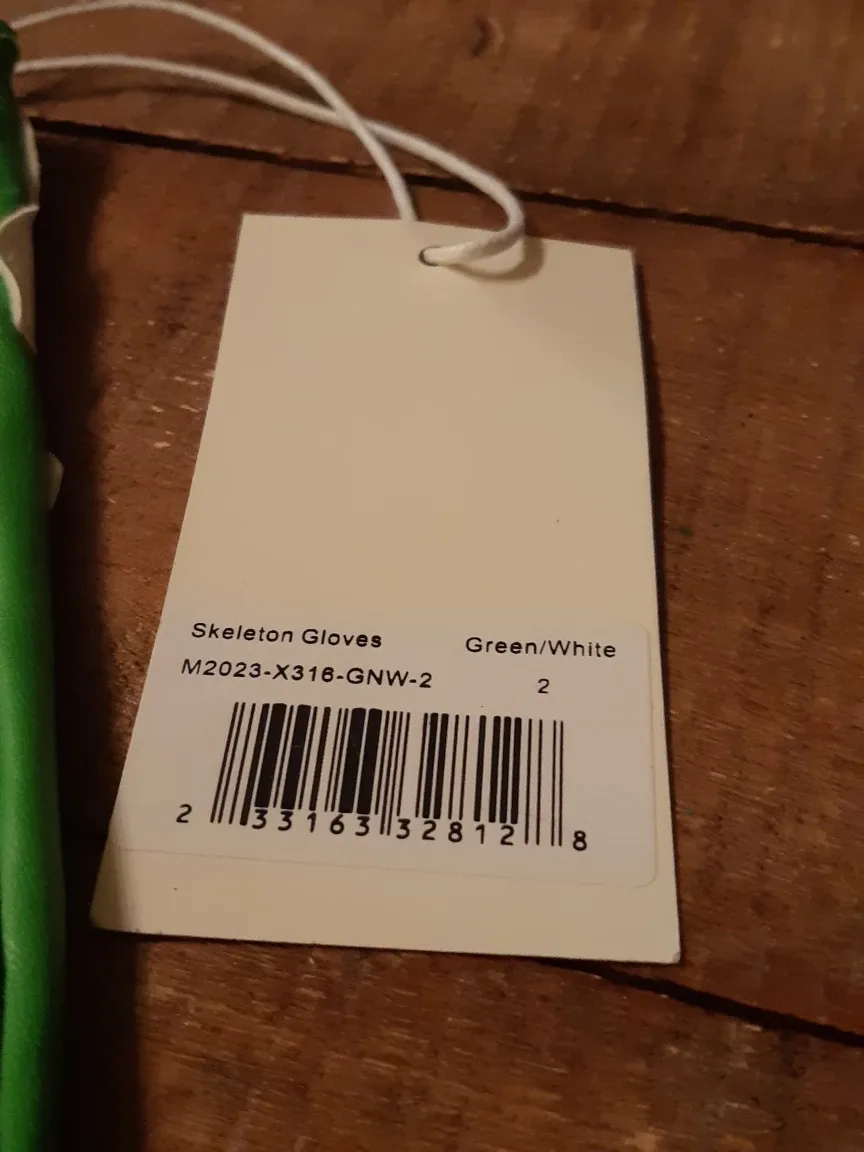 white/green skeleton gloves - new with tag - S/M image indicator(4)