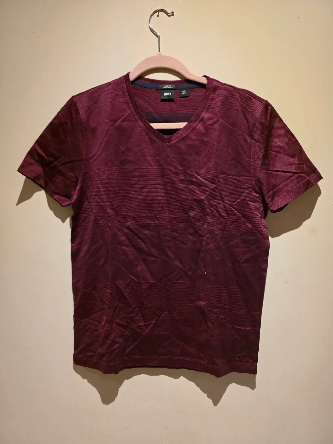 Hugo Boss Burgundy V-Neck T-Shirt Slim Fit thumbnail