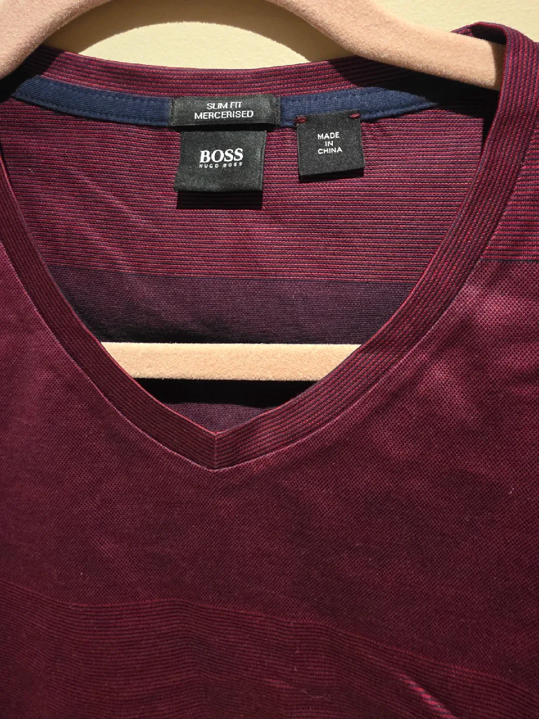 Hugo Boss Burgundy V-Neck T-Shirt Slim Fit image indicator(2)