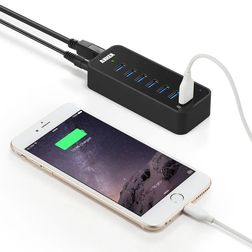 Anker 7-Port usb 3.0 Data Hub with Build-in Charger Port image indicator(3)