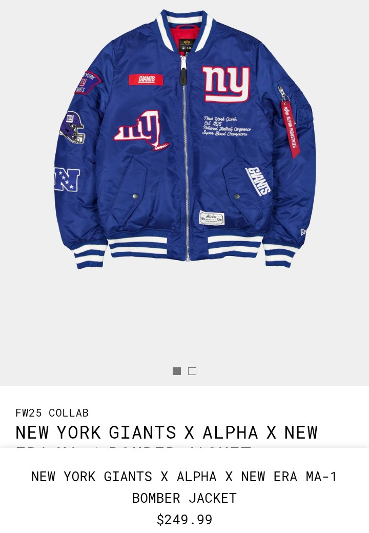 New York Giants x Alpha Industries MA-1 Bomber Jacket