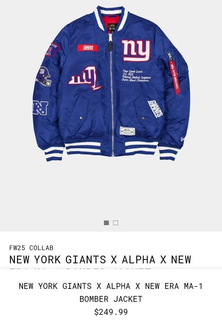 New York Giants x Alpha Industries MA-1 Bomber Jacket thumbnail