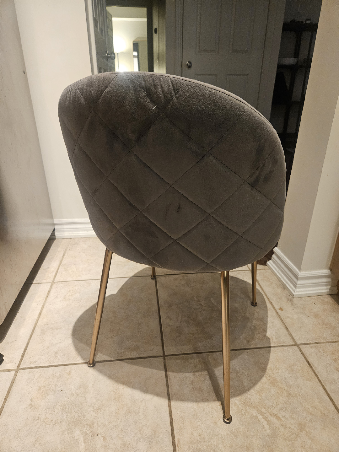 Set of 4 Grey Velvet Dining Chairs - photo 2