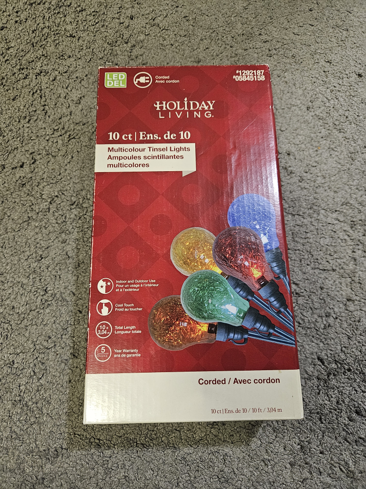 Holiday Living 10ct Multicolor Tinsel Lights