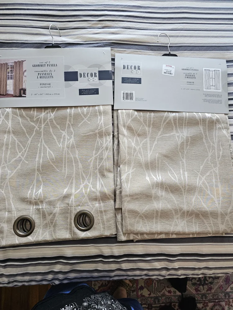 BRAND NEW Set of 2 CURTAINS Grommet Panels - Natural image indicator(3)