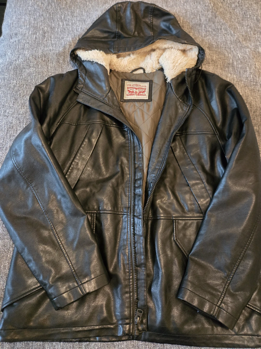 Levi Strauss & Co. Black Faux Leather Hooded Jacket