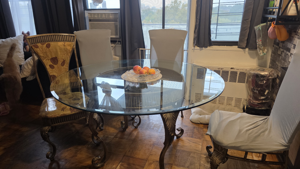 Glass Top Round Dining Table with 4 Chairs - photo 2