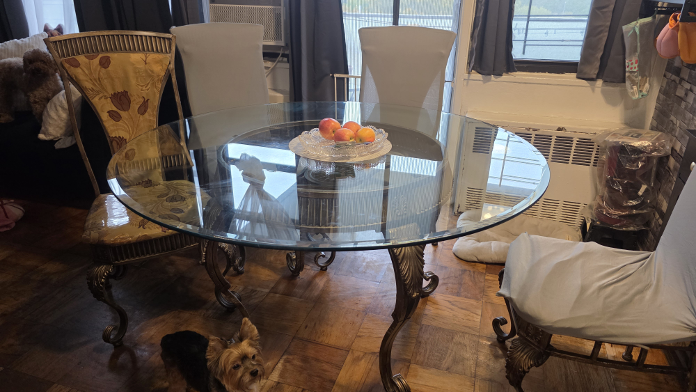 Glass Top Round Dining Table with 4 Chairs - photo 3