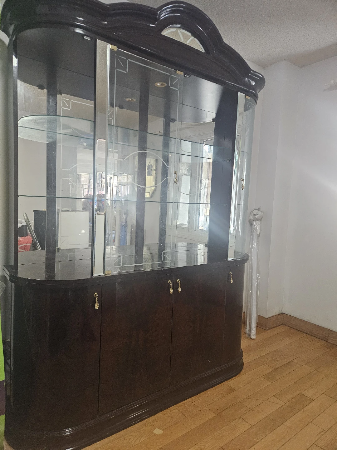 Dark Wood & Glass Display Cabinet