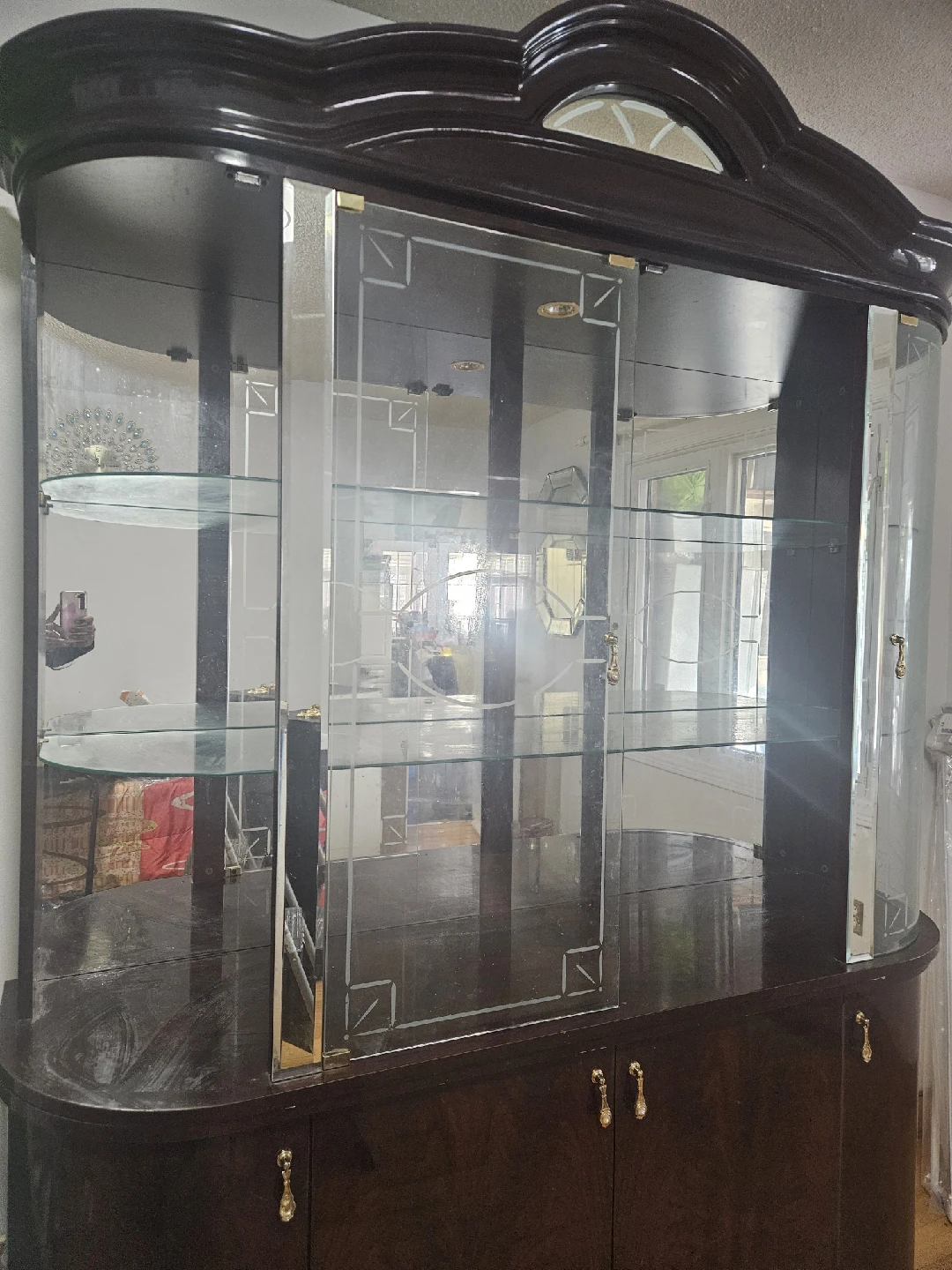 Dark Wood & Glass Display Cabinet - photo 2