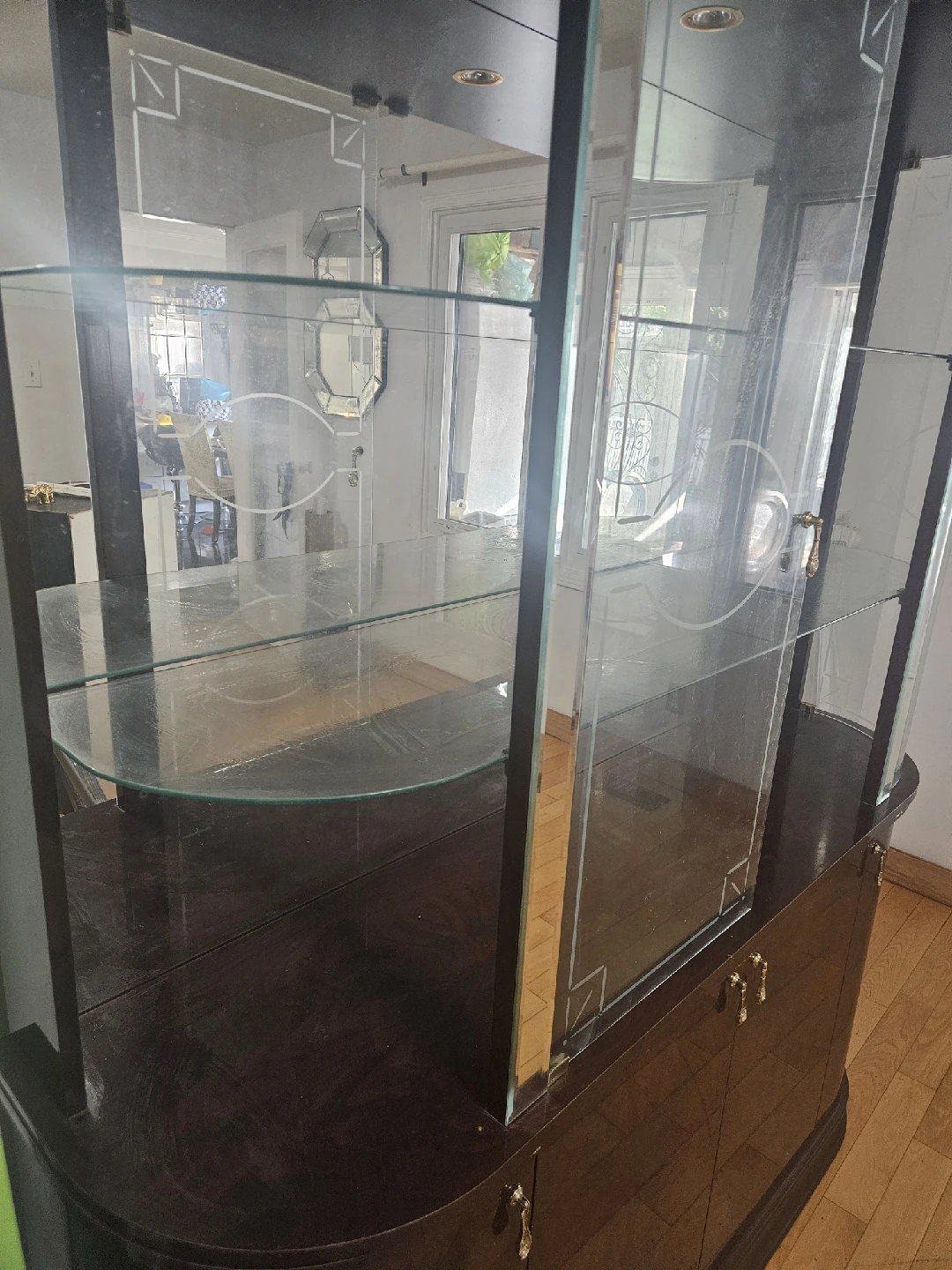 Dark Wood & Glass Display Cabinet - photo 3