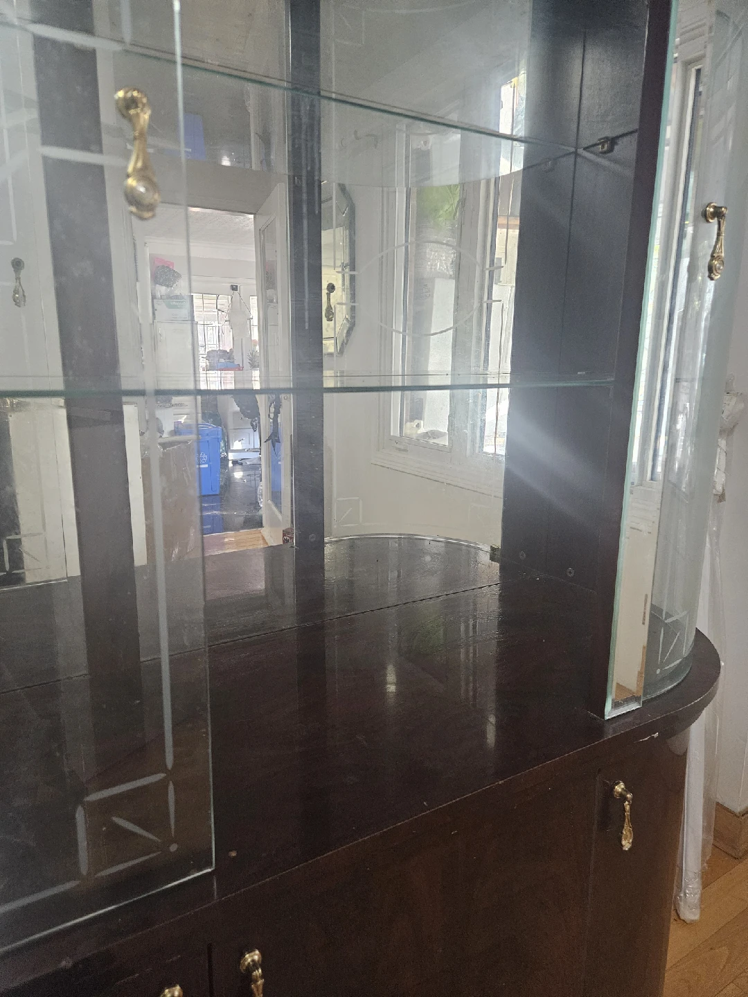 Dark Wood & Glass Display Cabinet - photo 4