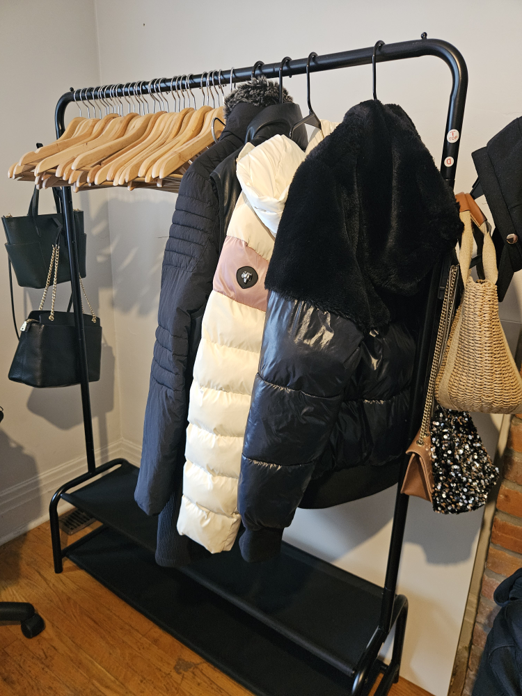 Black Metal Garment Rack with Shelves - photo 2