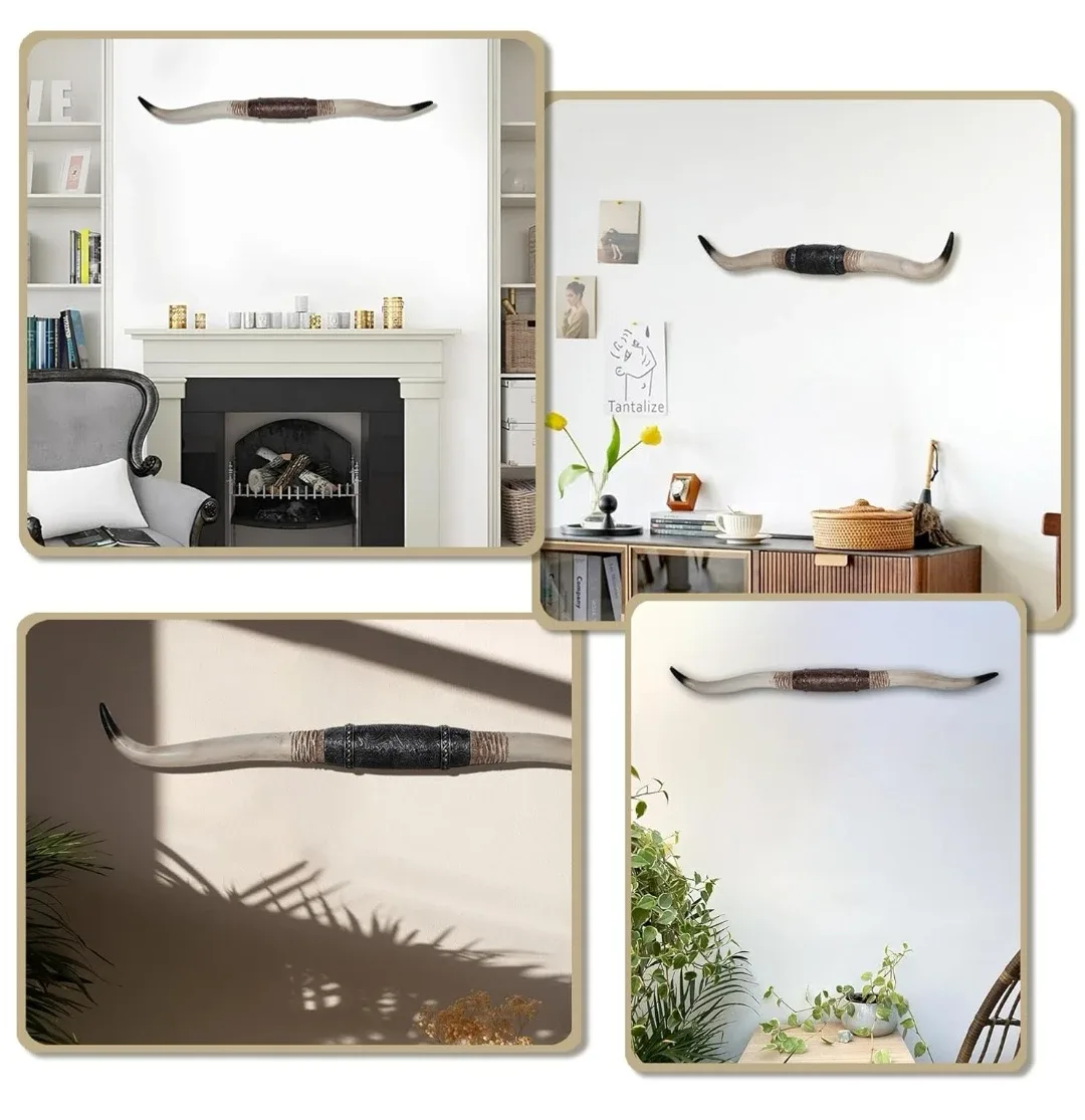 KIWZZXXKW Bull Horns Decor - Retro Silver image indicator(9)