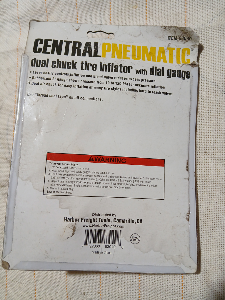New Central Pneumatic Dual Chuck Tire Inflator - photo 3