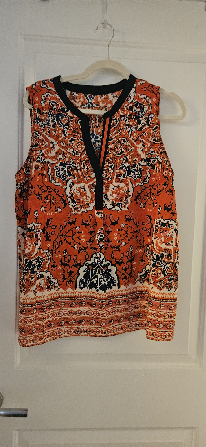 VANESSA VIRGINIA Silk Top - Red Blue Paisley, M-L